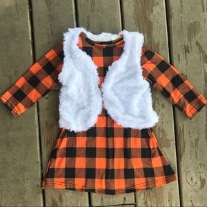 Orange and Black Buffalo Plaid w/ Reversible Vest